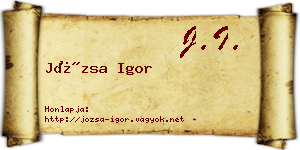 Józsa Igor névjegykártya